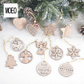 Christmas Decoration Supplies Boxed Wooden Christmas Snowflake Small Pendant Laser Cutting Hollow-out Ornaments